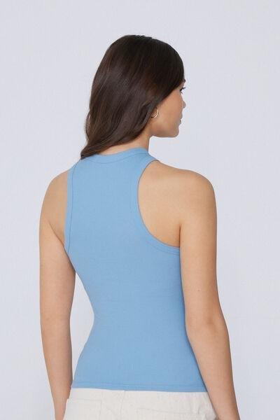 Blue Ribbed Racer Back Camisole, 5701_527Y, large image number 2