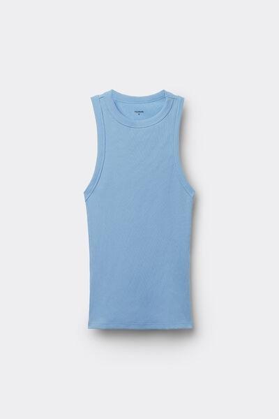 Blue Ribbed Racer Back Camisole, , large image number 4