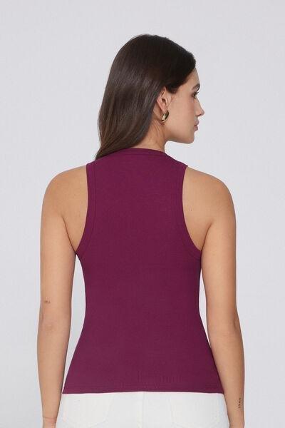 Burgundy Ribbed Racer Back Camisole, , large image number 2