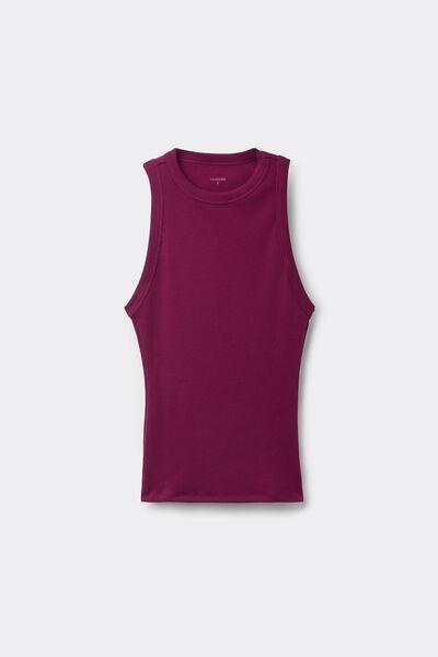 Burgundy Ribbed Racer Back Camisole, 5701_719Y, large image number 4