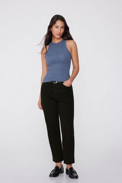 Blue Ribbed Racer Back Camisole, , large image number 1