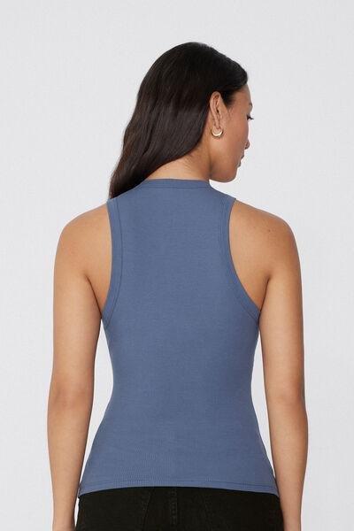Blue Ribbed Racer Back Camisole, , large image number 2