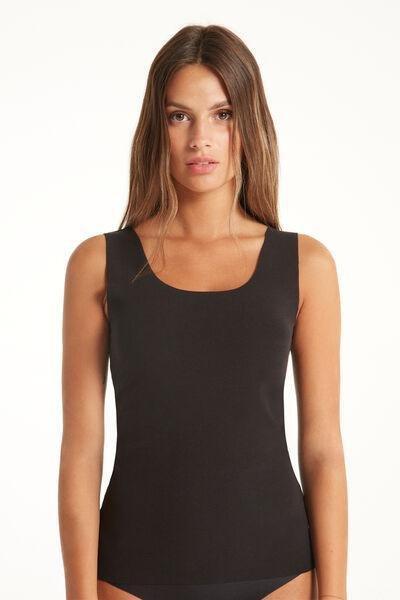 Black Raw-Cut Cotton Camisole, Women, , large image number 0