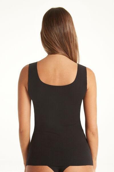 Black Raw-Cut Cotton Camisole, Women, , large image number 2