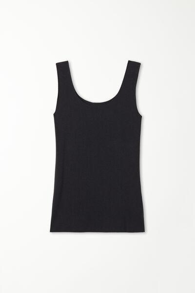 Black Raw-Cut Cotton Camisole, Women, , large image number 4