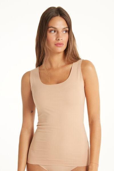 Nude Raw-Cut Cotton Camisole, , large image number 0
