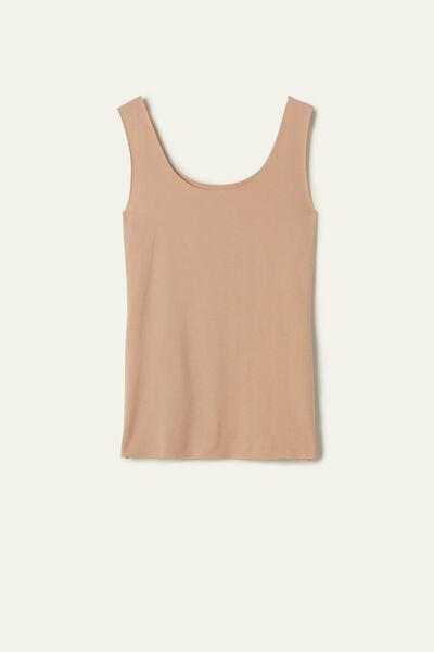 Nude Raw-Cut Cotton Camisole, , large image number 4