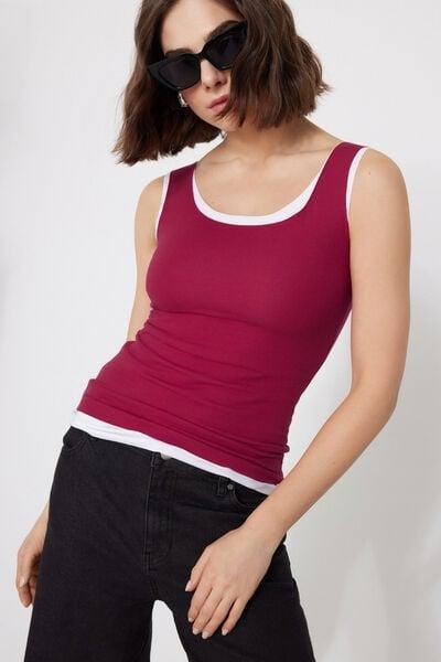 Red Laser-Cut Organic Cotton Camisole, 5701_343Z, large image number 3