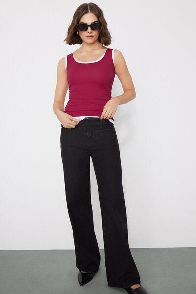 Red Laser-Cut Organic Cotton Camisole, 5701_343Z, large image number 5
