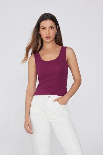 BORDEAUX Laser-Cut Organic Cotton Camisole, , large image number 1