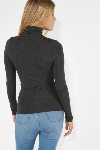 Grey High Neck Viscose Shirt, Dark Grey Blend, large image number 4