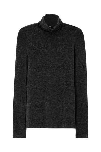 Grey High Neck Viscose Shirt, Dark Grey Blend, large image number 7