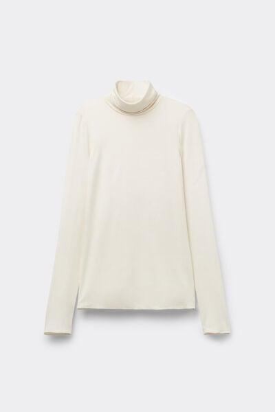 Black Long Sleeve Viscose Polo Neck Top, 5701_677V, large image number 4