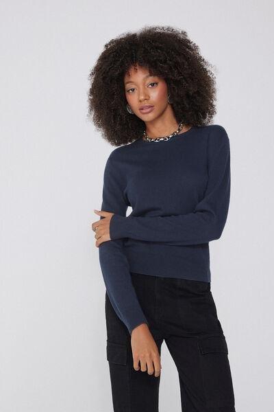 Navy Long Sleeve Sweater, Absolute Blue, medium