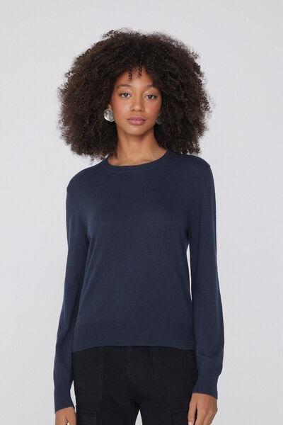 Navy Long Sleeve Sweater, Absolute Blue, medium