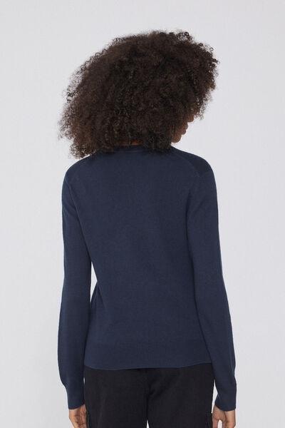 Navy Long Sleeve Sweater, Absolute Blue, medium