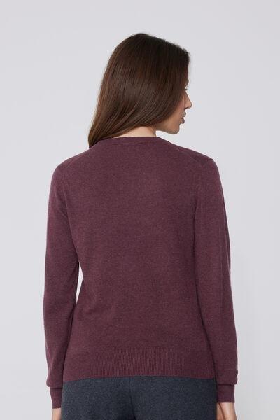 Violet Long Sleeve Round-Neckline Heavy Wool Sweater, 5701_919Y, large image number 2
