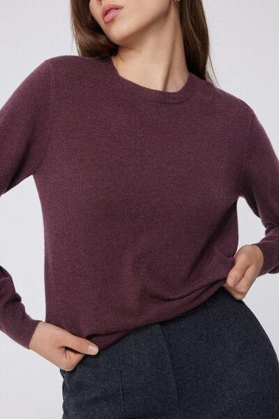 Violet Long Sleeve Round-Neckline Heavy Wool Sweater, 5701_919Y, large image number 3