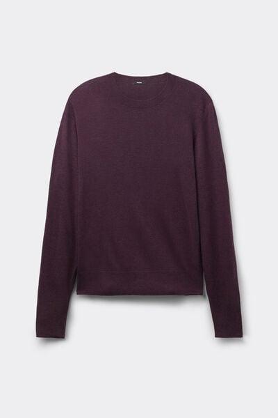 Violet Long Sleeve Round-Neckline Heavy Wool Sweater, 5701_919Y, large image number 4