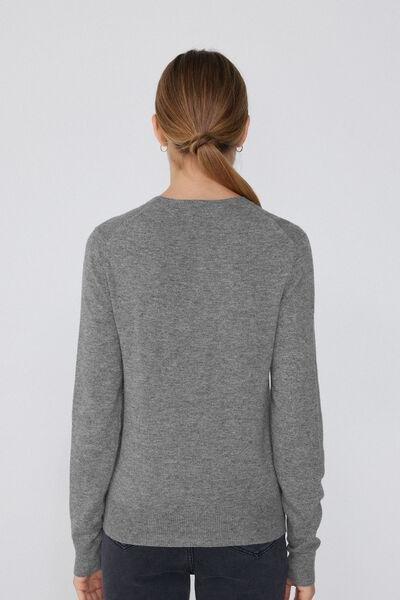 Grey Long-Sleeved Rounded Neck Heavy Jersey, , large image number 2