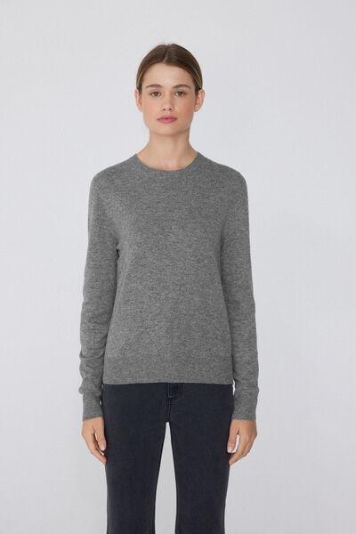 Grey Long-Sleeved Rounded Neck Heavy Jersey, , large image number 3