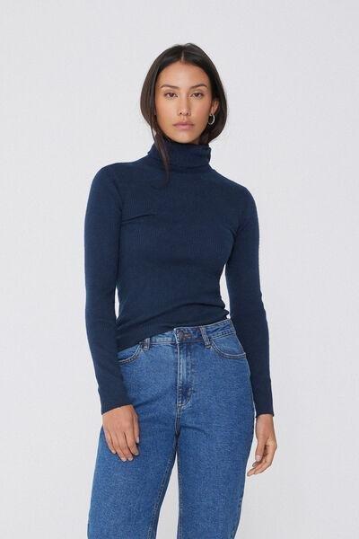 Burgundy Ribbed Polo Neck Sweater, , large image number 1