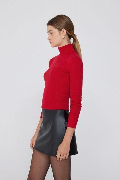 Red Long-Sleeved Polo Neck Jersey, , large image number 1