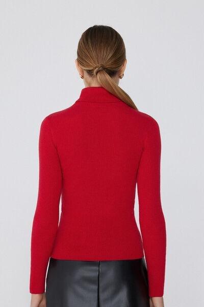Red Long-Sleeved Polo Neck Jersey, , large image number 2