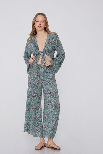 Blue Printed Long-Sleeved Short Viscose Top, 5701_763Y, large image number 0