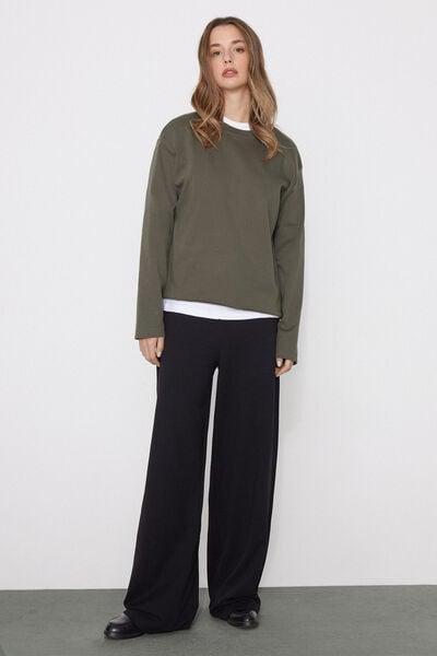 Green Medium Weight Long Sleeve 100% Cotton T-Shirt, 5701_229Z, medium