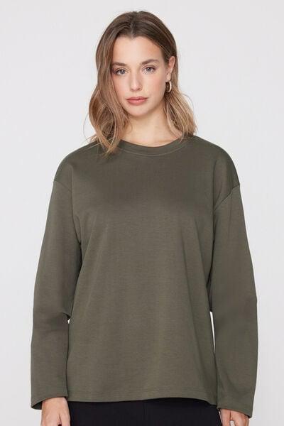Green Medium Weight Long Sleeve 100% Cotton T-Shirt, 5701_229Z, medium