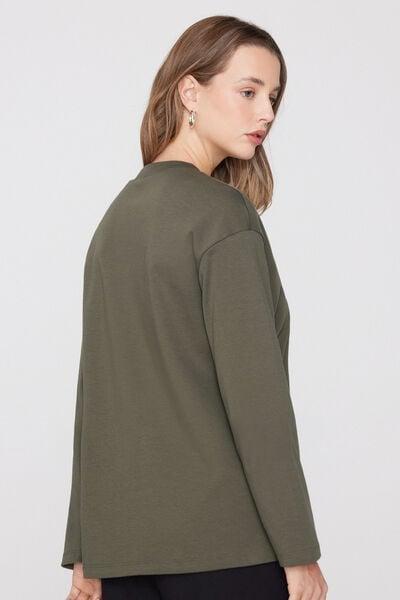 Green Medium Weight Long Sleeve 100% Cotton T-Shirt, 5701_229Z, medium