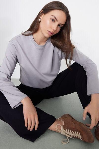 Blue Medium Weight Long Sleeve 100% Cotton T-Shirt, 5701_239Z, large image number 0