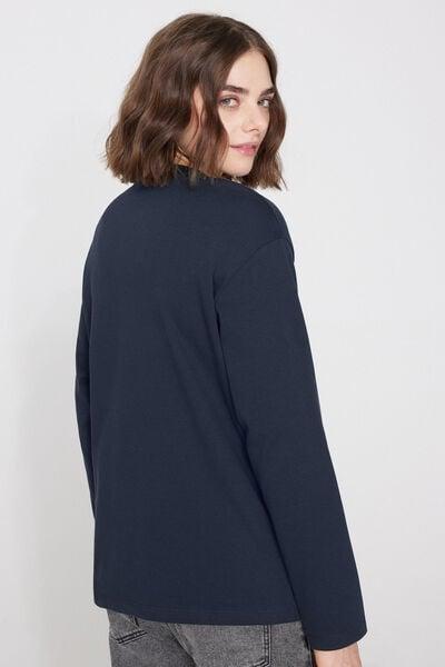 Navy Medium Weight Long Sleeve 100% Cotton T-Shirt, Absolute Blue, large image number 2