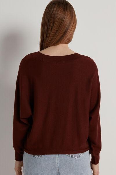 Brown Cropped Batwing Sleeve Jumper, , large image number 2
