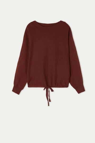 Brown Cropped Batwing Sleeve Jumper, , large image number 4