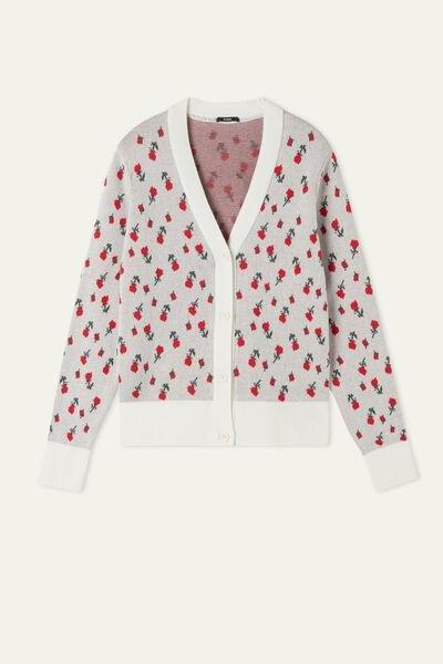 ROSES Long-Sleeved Pattern Cotton Cardigan, , large image number 4