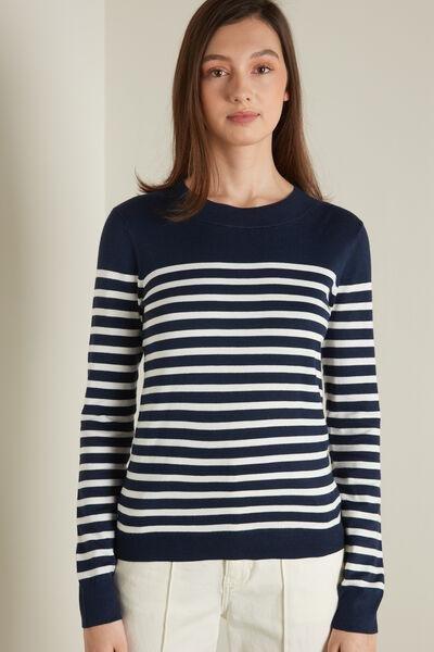 Multicolour Long-Sleeve Striped Viscose Jumper, , large image number 1