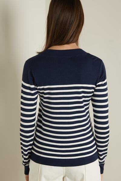 Multicolour Long-Sleeve Striped Viscose Jumper, , large image number 2