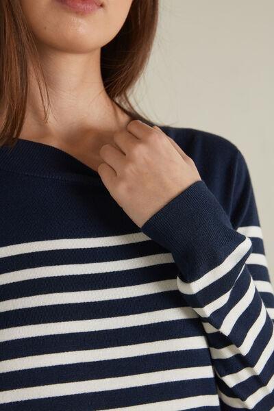 Multicolour Long-Sleeve Striped Viscose Jumper, , large image number 3