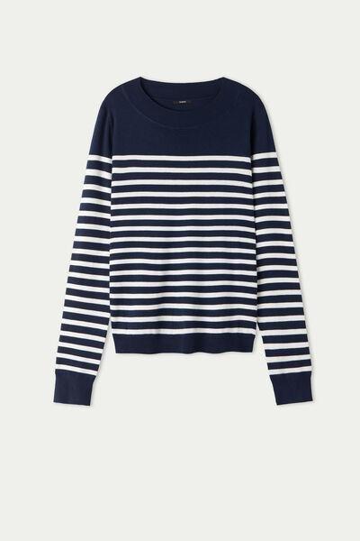Multicolour Long-Sleeve Striped Viscose Jumper, , large image number 4