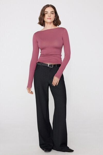 Pink Long-Sleeved Viscose Top, 5701_179Z, large image number 0