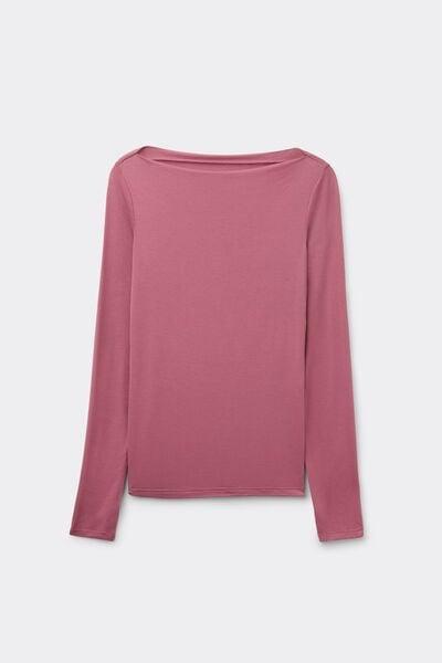 Pink Long-Sleeved Viscose Top, 5701_179Z, large image number 4