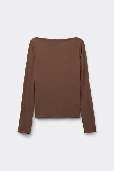 Beige Long-Sleeved Viscose Top, 5701_304Y, large image number 4