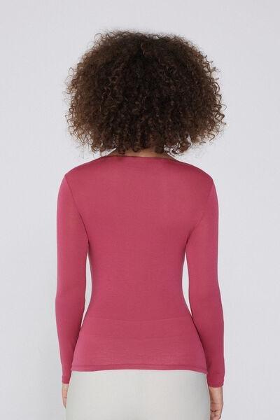 Red Long-Sleeved Viscose Boat-Neck Top, , large image number 2