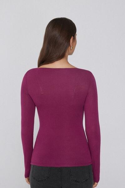 Burgundy Long-Sleeved Viscose Top, , large image number 2