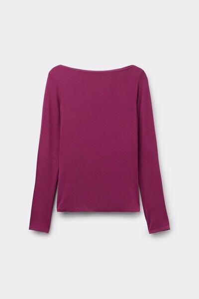 Burgundy Long-Sleeved Viscose Top, 5701_719Y, large image number 4
