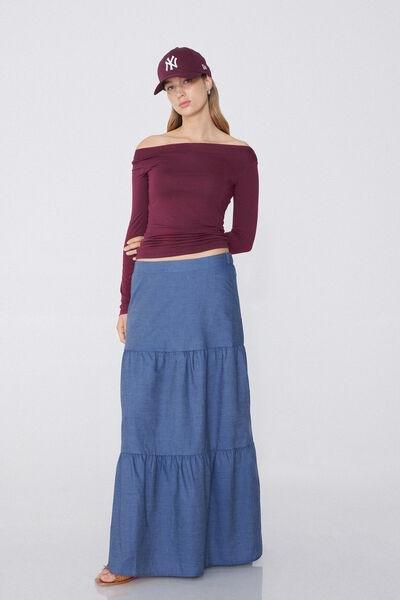Burgundy Boat Neck Top, , large image number 1