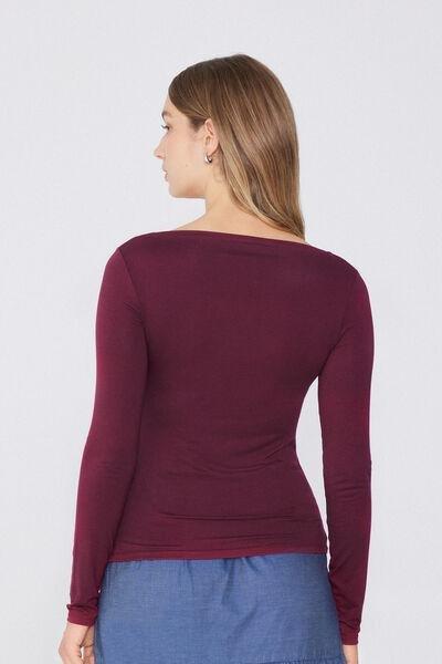Burgundy Boat Neck Top, , large image number 2