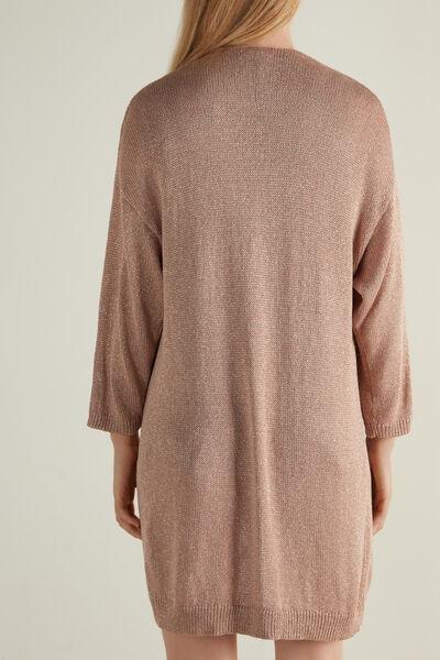 CLAY PINK Long Sleeve Laminated Open Cardigan, , large image number 2